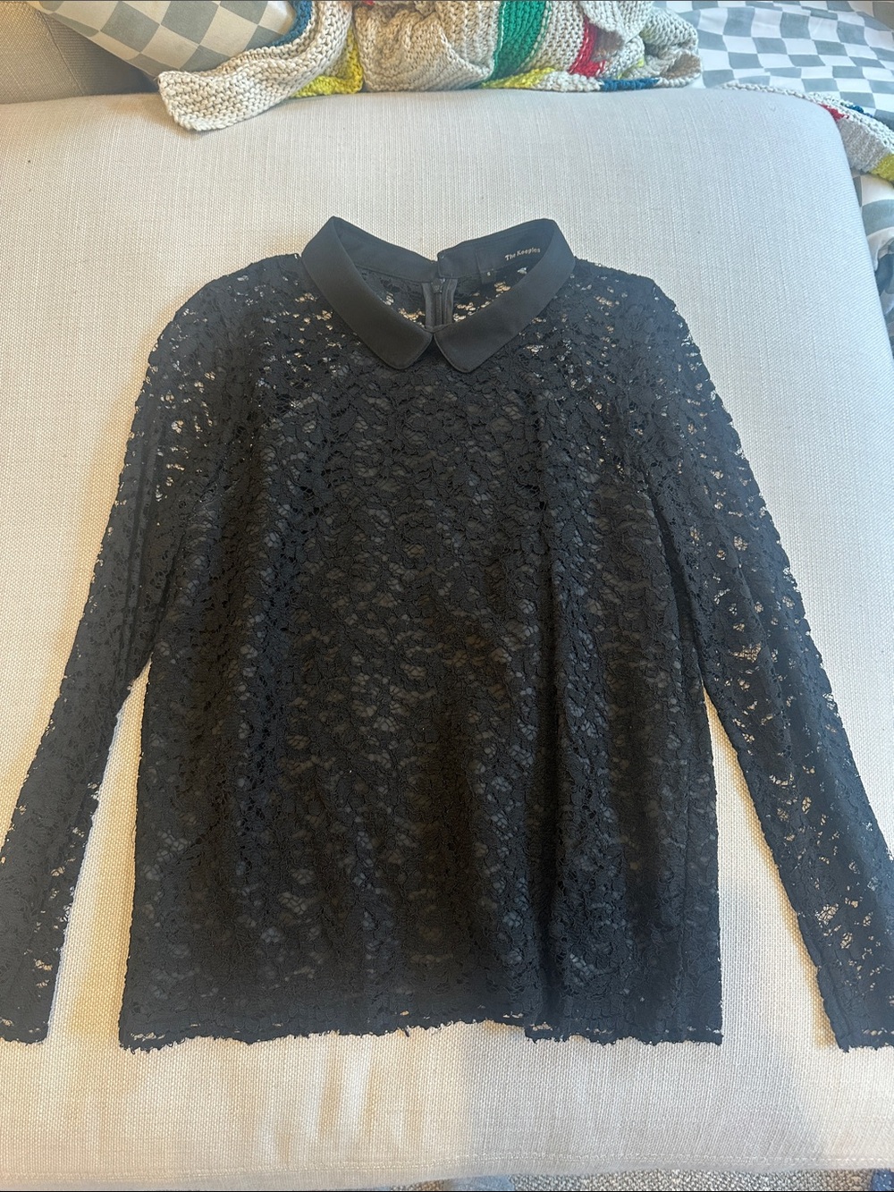 The Kooples Black Lace Blouse with Peter Pan Collar